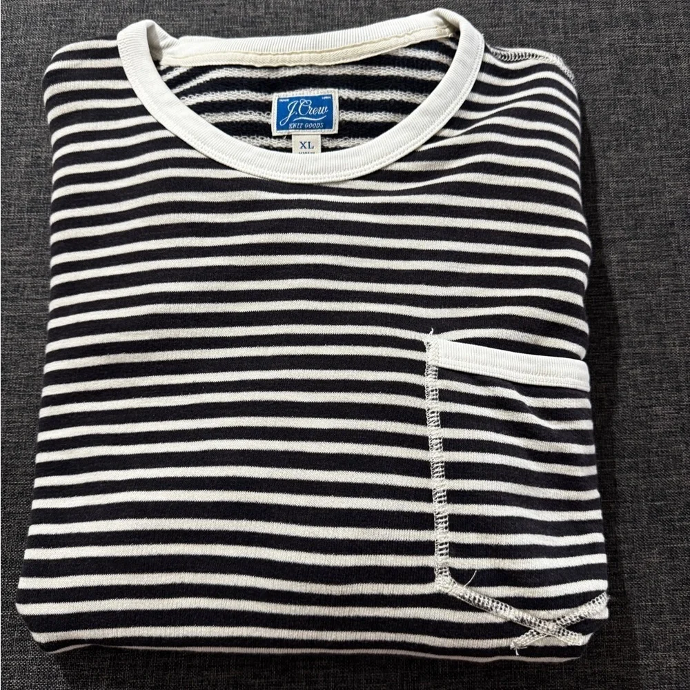 J.Crew Lightweight Sunfaded French Terry Sweatshirt in Stripe Size XL